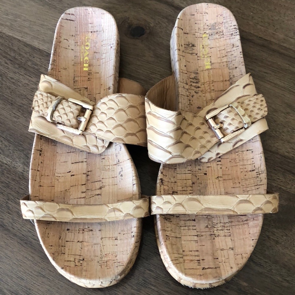 Coach Croc Embossed Cork Slide Sandal